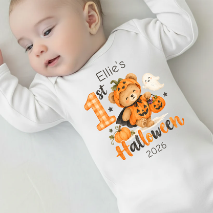 Personalised 1st Hallwoeen Baby Vest / Sleepsuit
