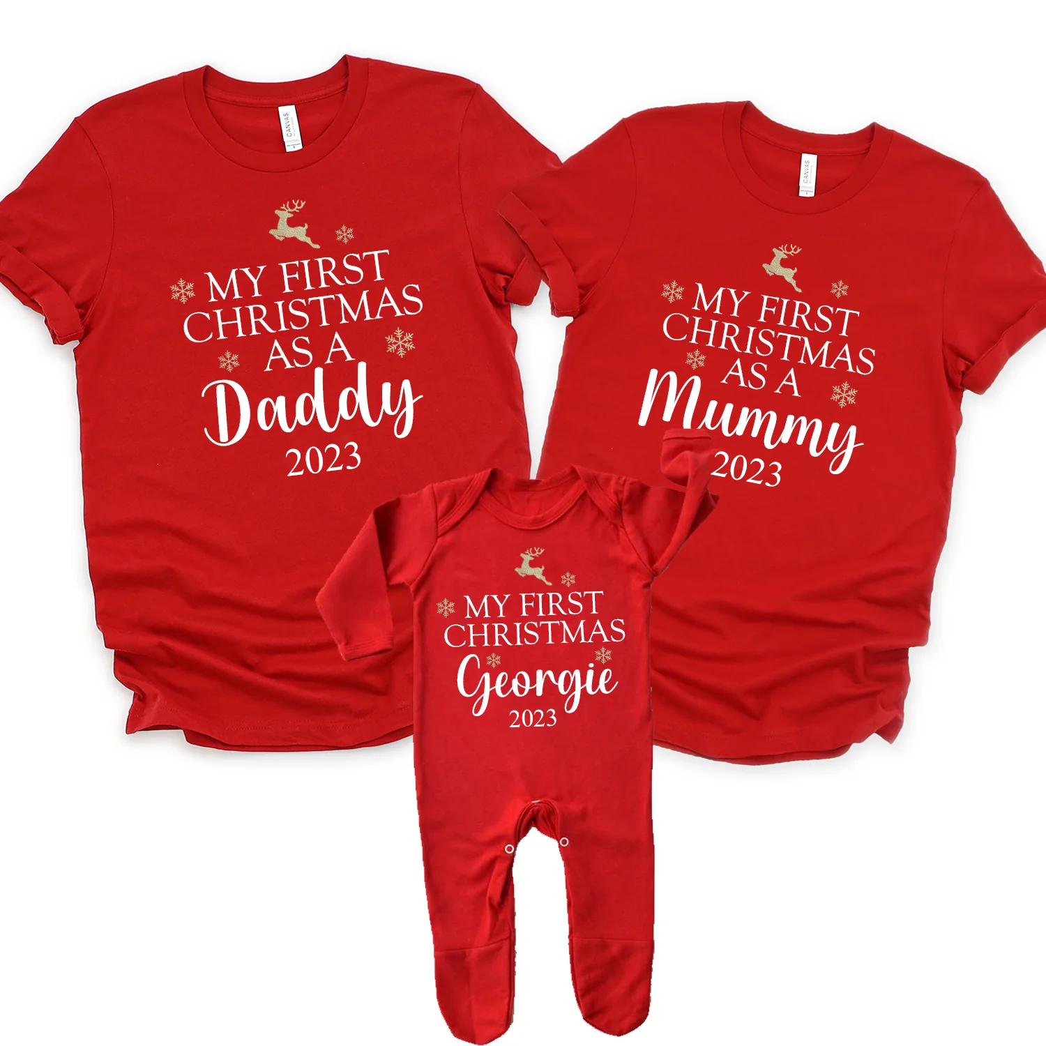First Christmas Family Twinning Red - As Mummy As Daddy - Personalise to suit!