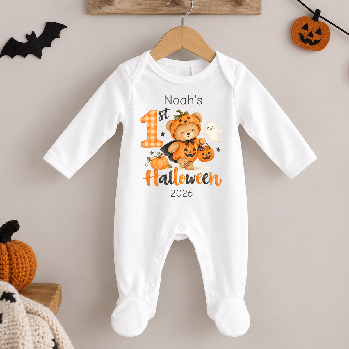 Personalised 1st Hallwoeen Baby Vest / Sleepsuit