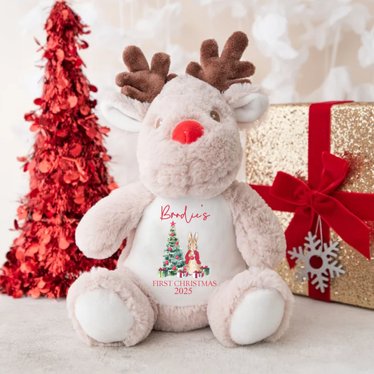 Personalised Baby's 1st Christmas Reindeer Teddy