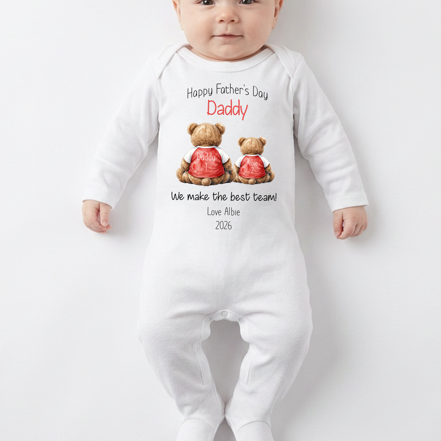 Personalised Happy Father's Day Baby Vest / Sleepsuit - Best Team