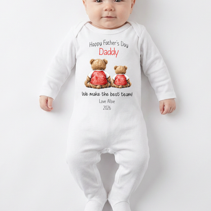 Personalised Happy Father's Day Baby Vest / Sleepsuit - Best Team