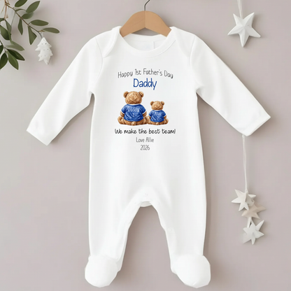 Personalised Happy Father's Day Baby Vest / Sleepsuit - Best Team