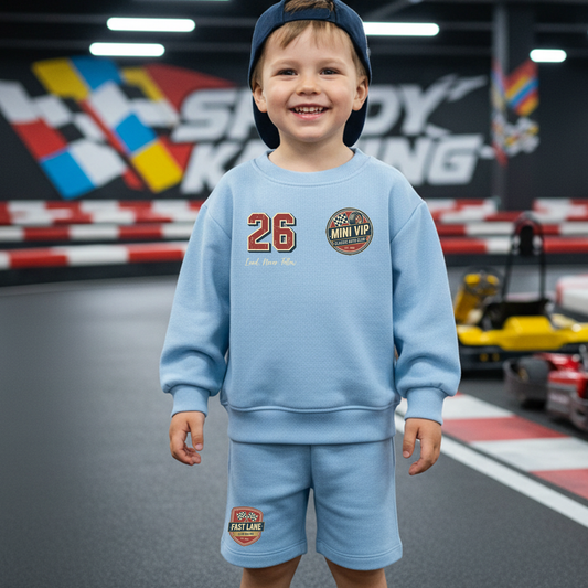 Mini VIP Racing Team - Blue Shorts & Sweatshirt Set