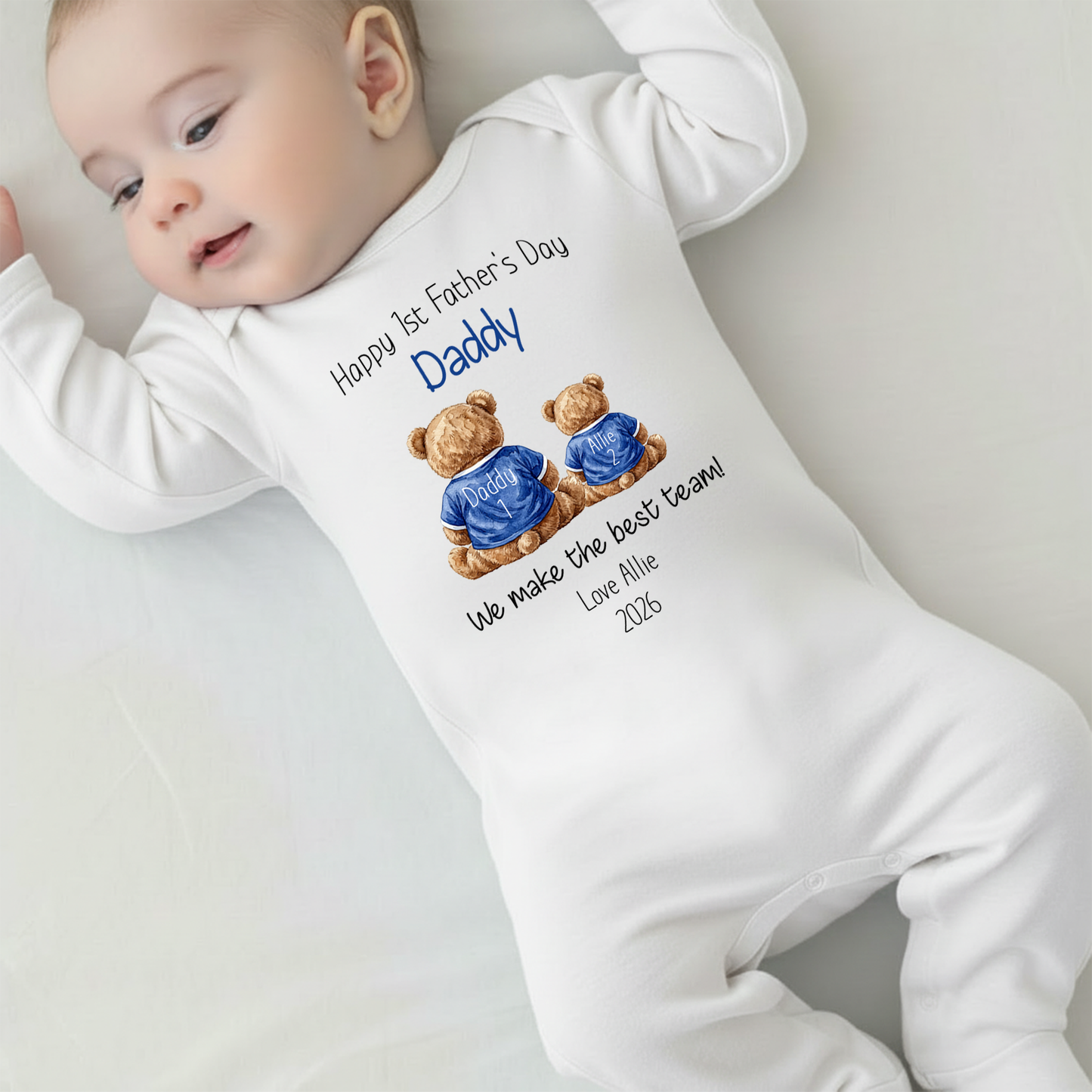 Personalised Happy Father's Day Baby Vest / Sleepsuit - Best Team