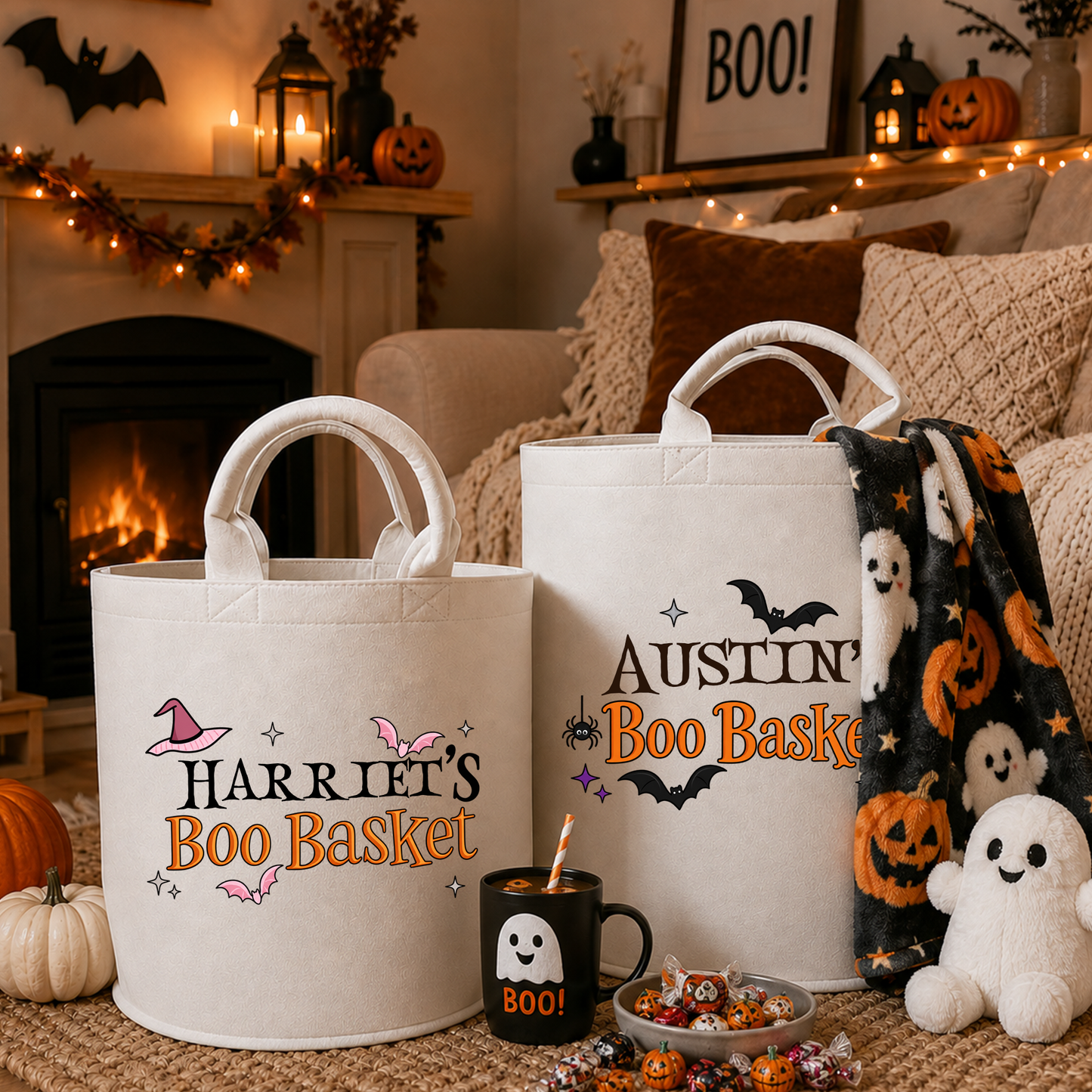 Personalised Boo Basket Halloween Trug