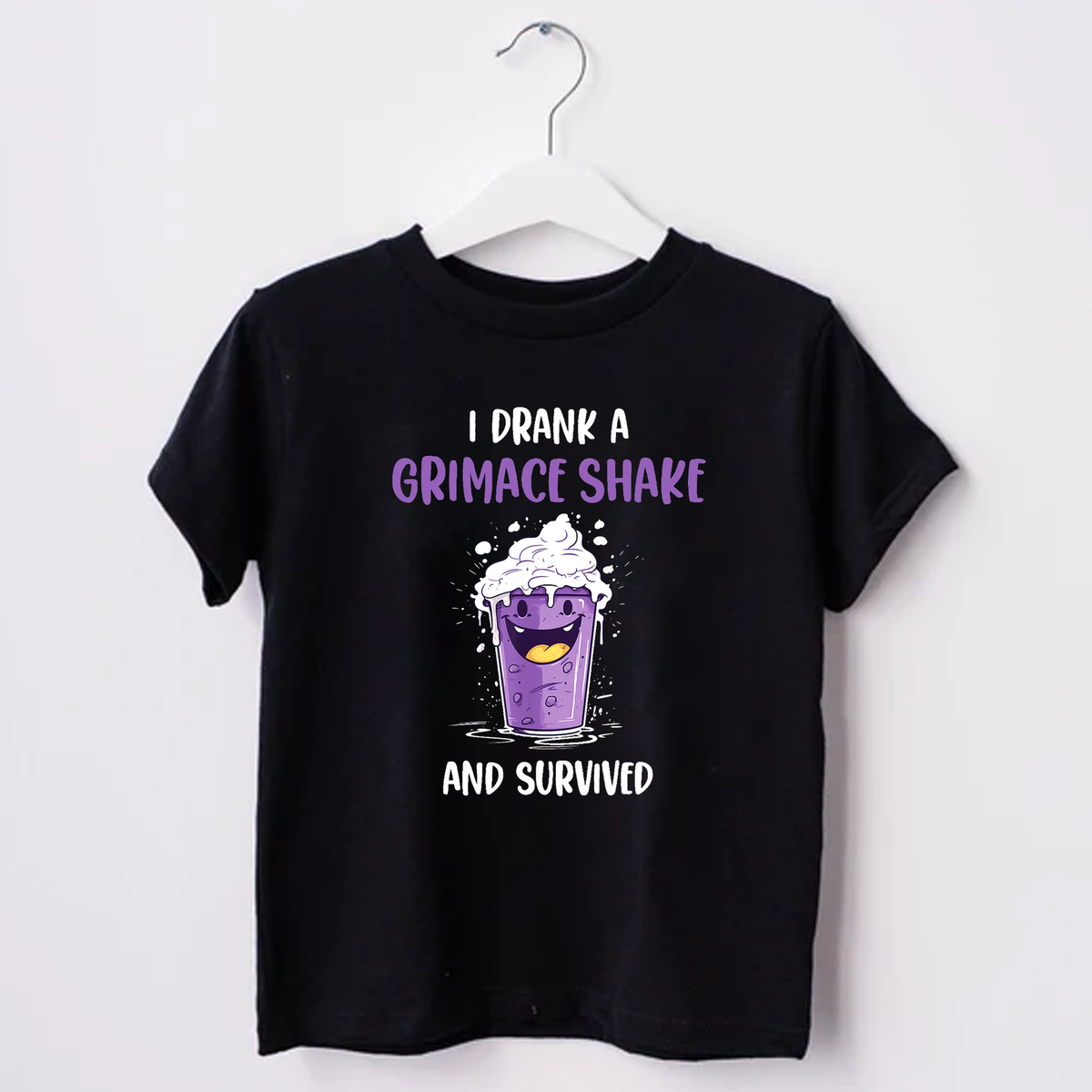 I Survived A Grimace Shake - Black T-Shirt