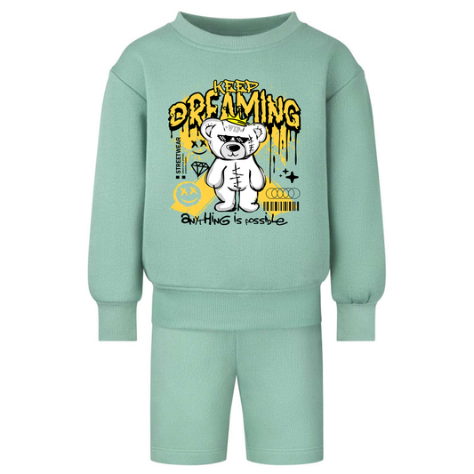 VIP Streetwear - Green Shorts & Sweatshirt KEEP DREAMING Set