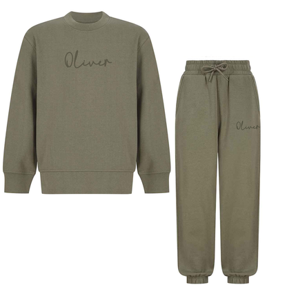 Personalised Khaki Tracksuit - Joggers & Sweatshirt