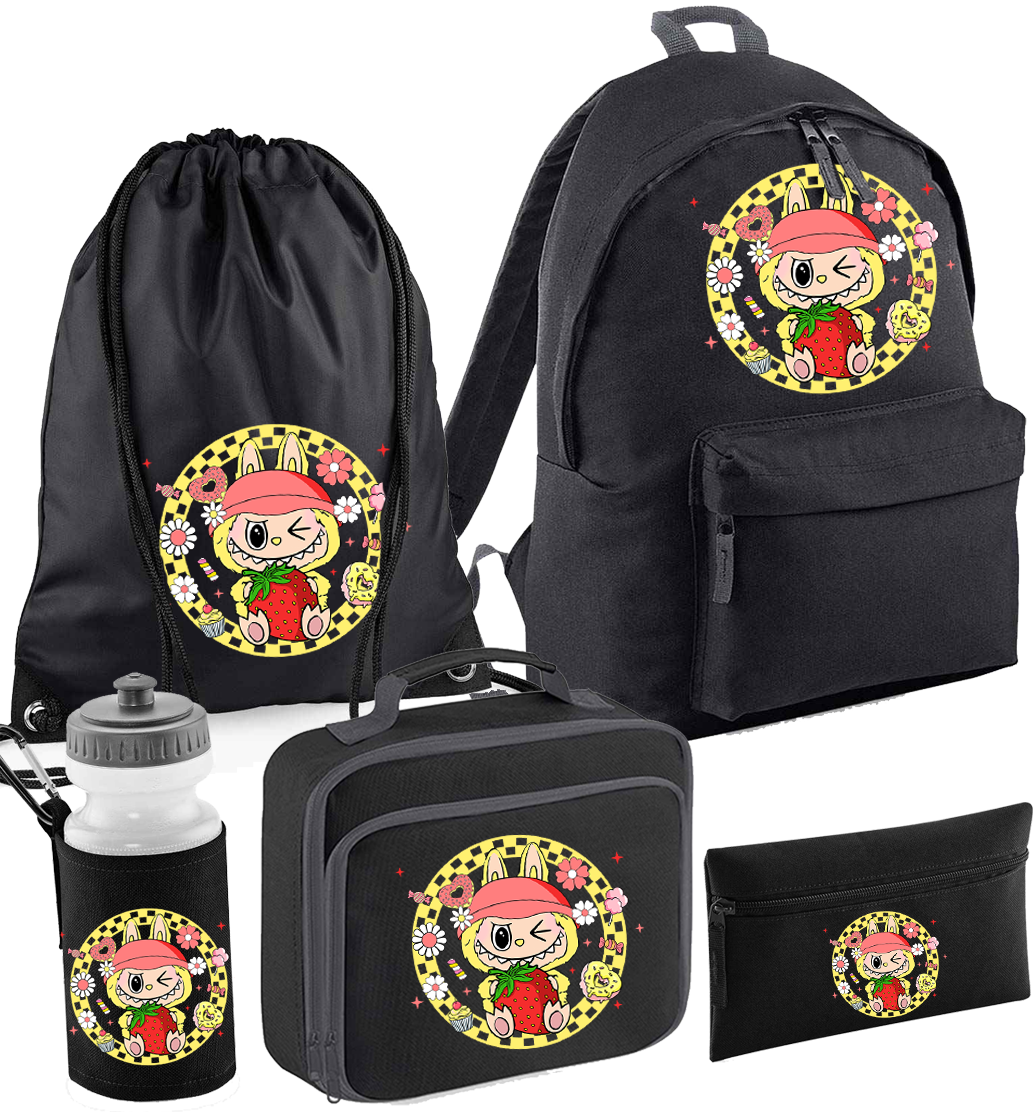 Back to School Little Bubu Strawberry Monsters Black Set