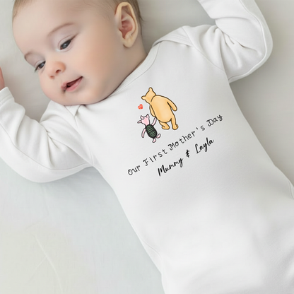 Personalised Our First Mother's Day Baby Vest / Sleepsuit