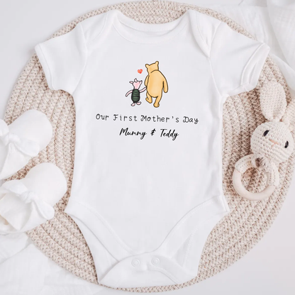 Personalised Our First Mother's Day Baby Vest / Sleepsuit