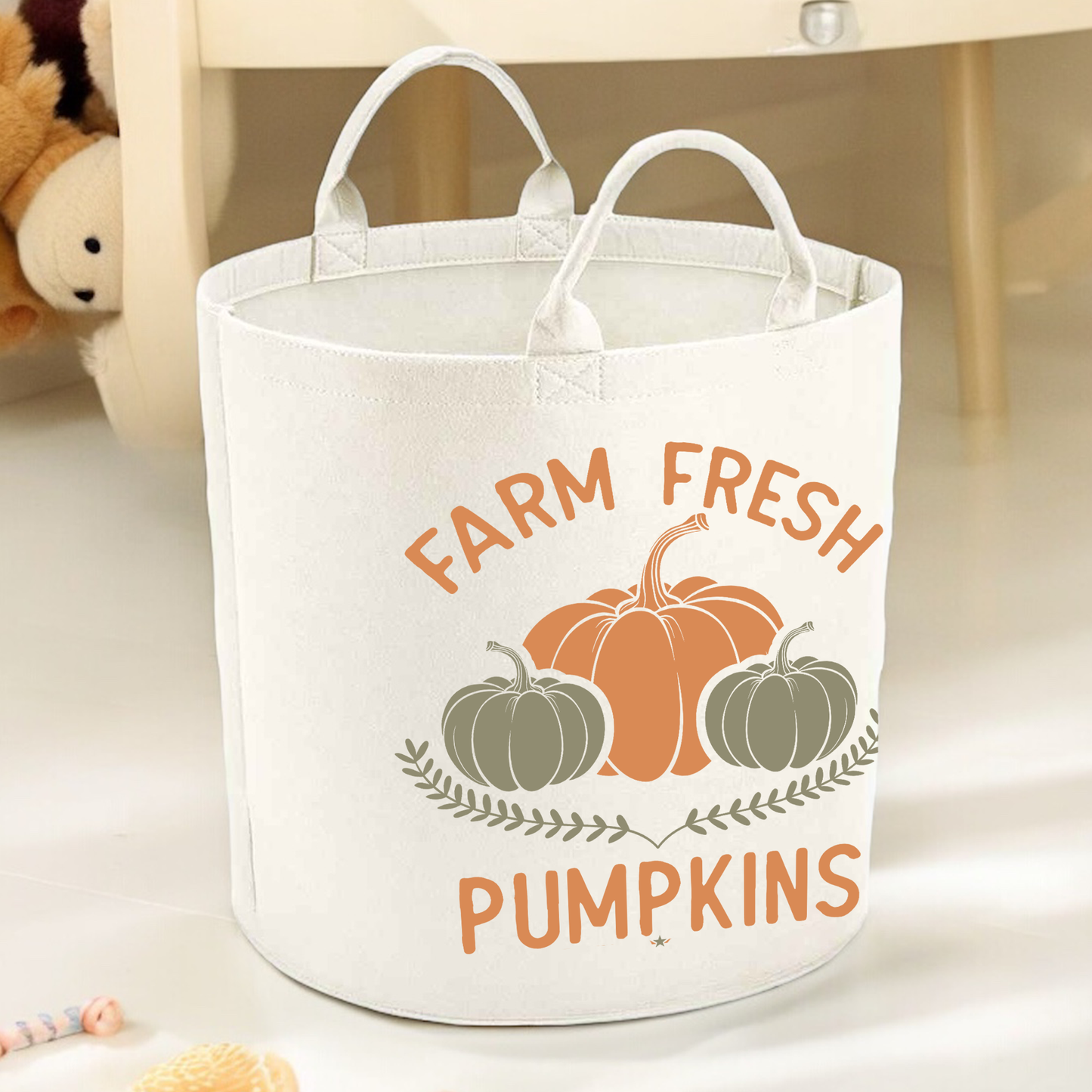 Farm Fresh Pumpkin Basket Trug - Autumn Decor