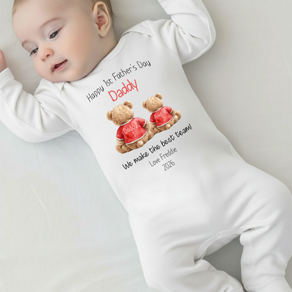 Personalised Happy Father's Day Baby Vest / Sleepsuit - Best Team