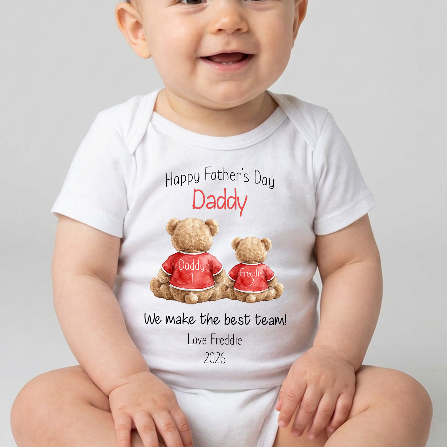 Personalised Happy Father's Day Baby Vest / Sleepsuit - Best Team