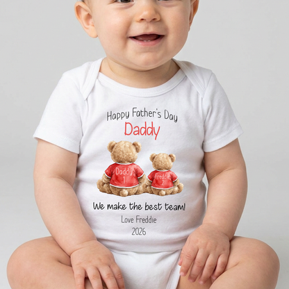 Personalised Happy Father's Day Baby Vest / Sleepsuit - Best Team