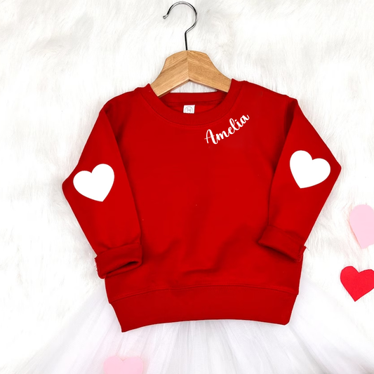 Personalised Neck Name - Heart Sleeves Sweatshirt / Jumper