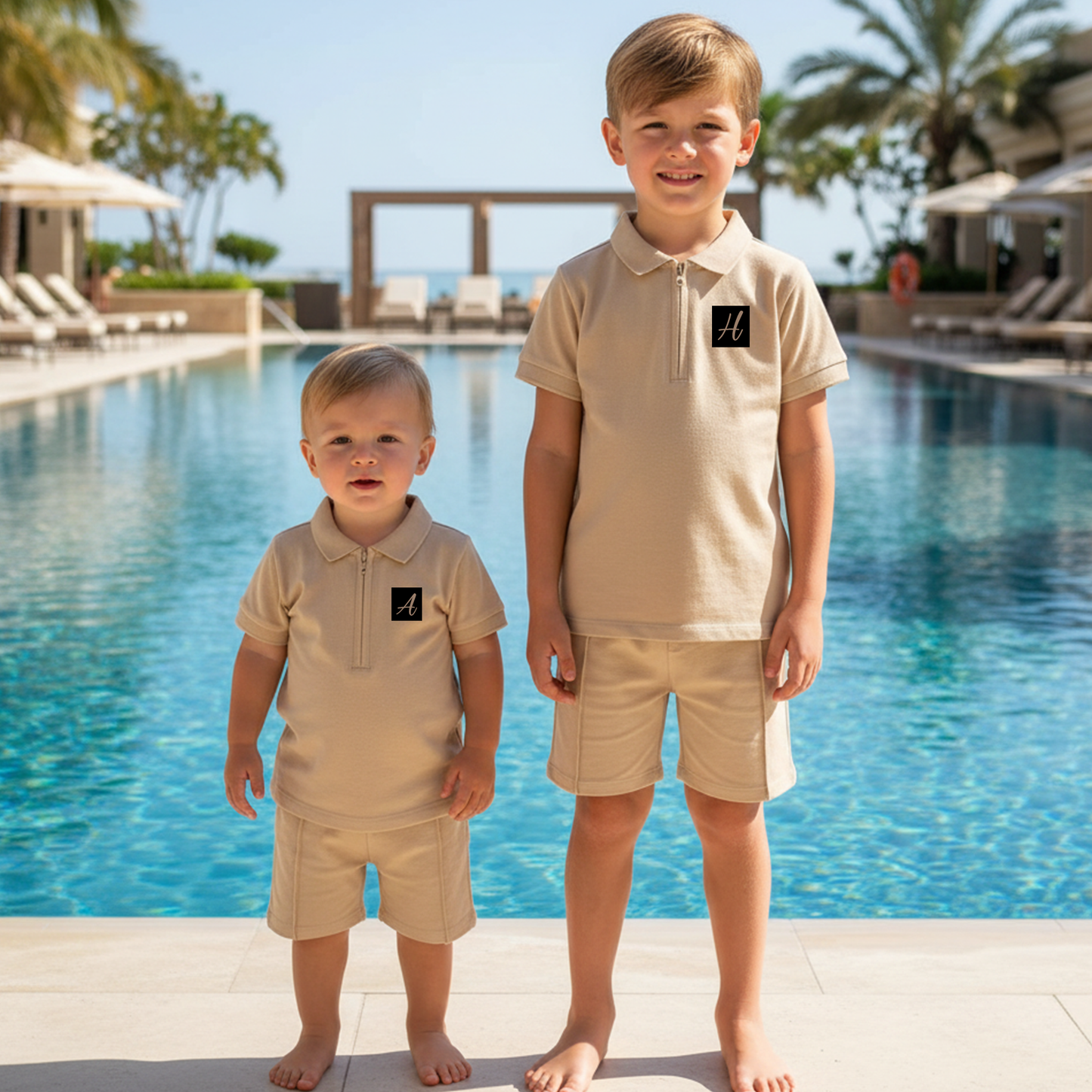 VIP Square Initial Shorts & Polo Shirt Set