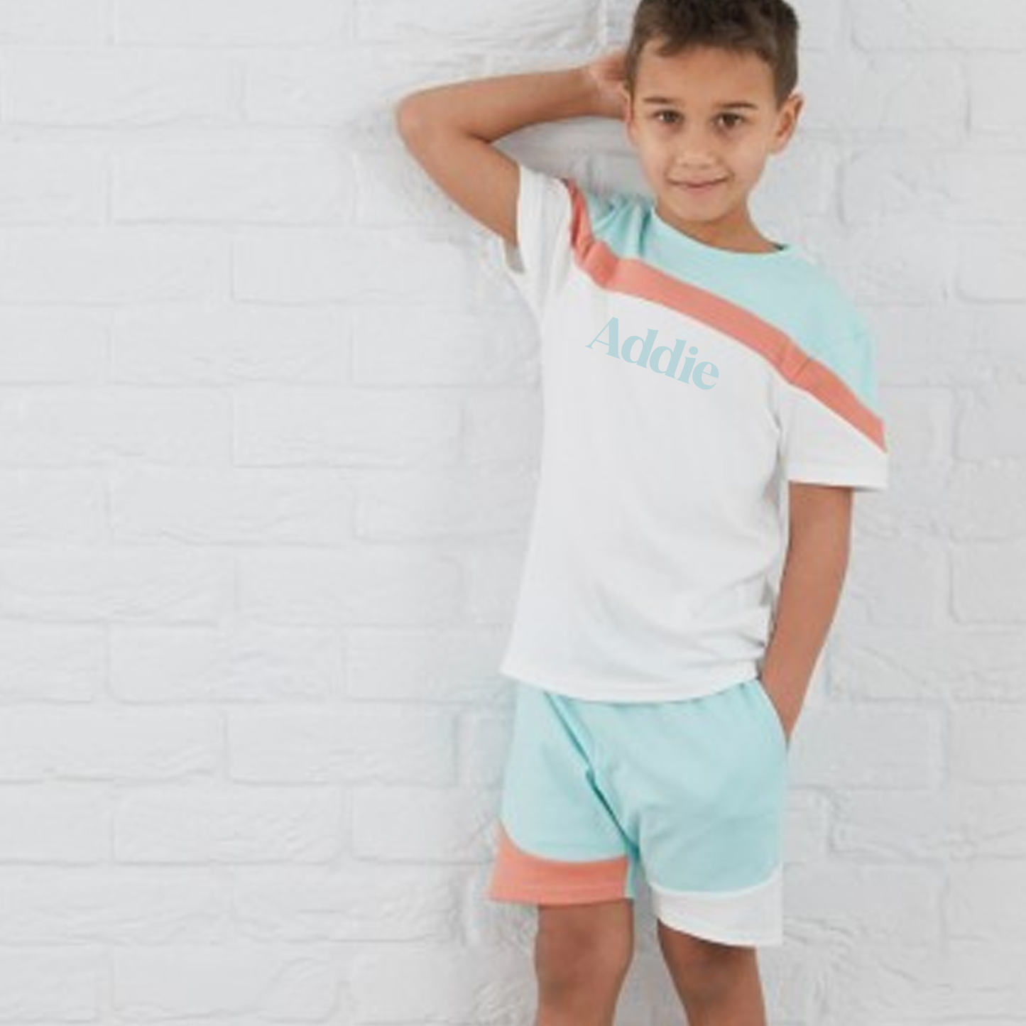 Personalised Colour Block Shorts & T-Shirt Set