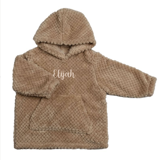 Personalised Embroidered Baby / Infant Cosy Oversized Hoodie - Coffee