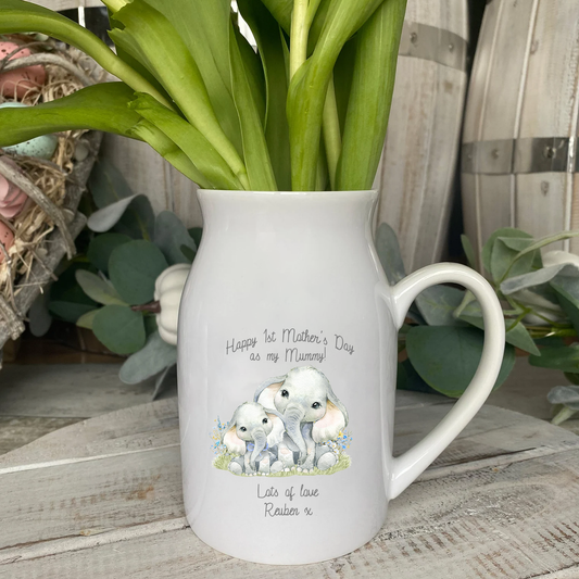 Personalised 1st Mother's Day Milk Jug Ceramic Vase