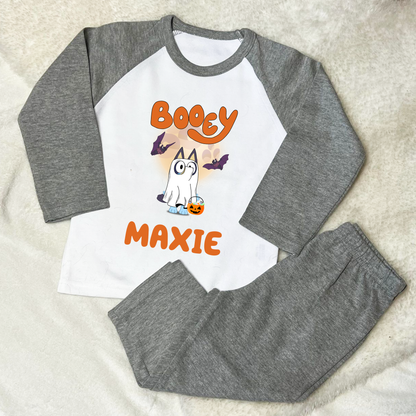 Booey Halloween Grey PJs Pyjamas - personalisation optional