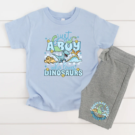 Just A Boy Who Loves Dinosaurs Shorts & T-Shirt Set