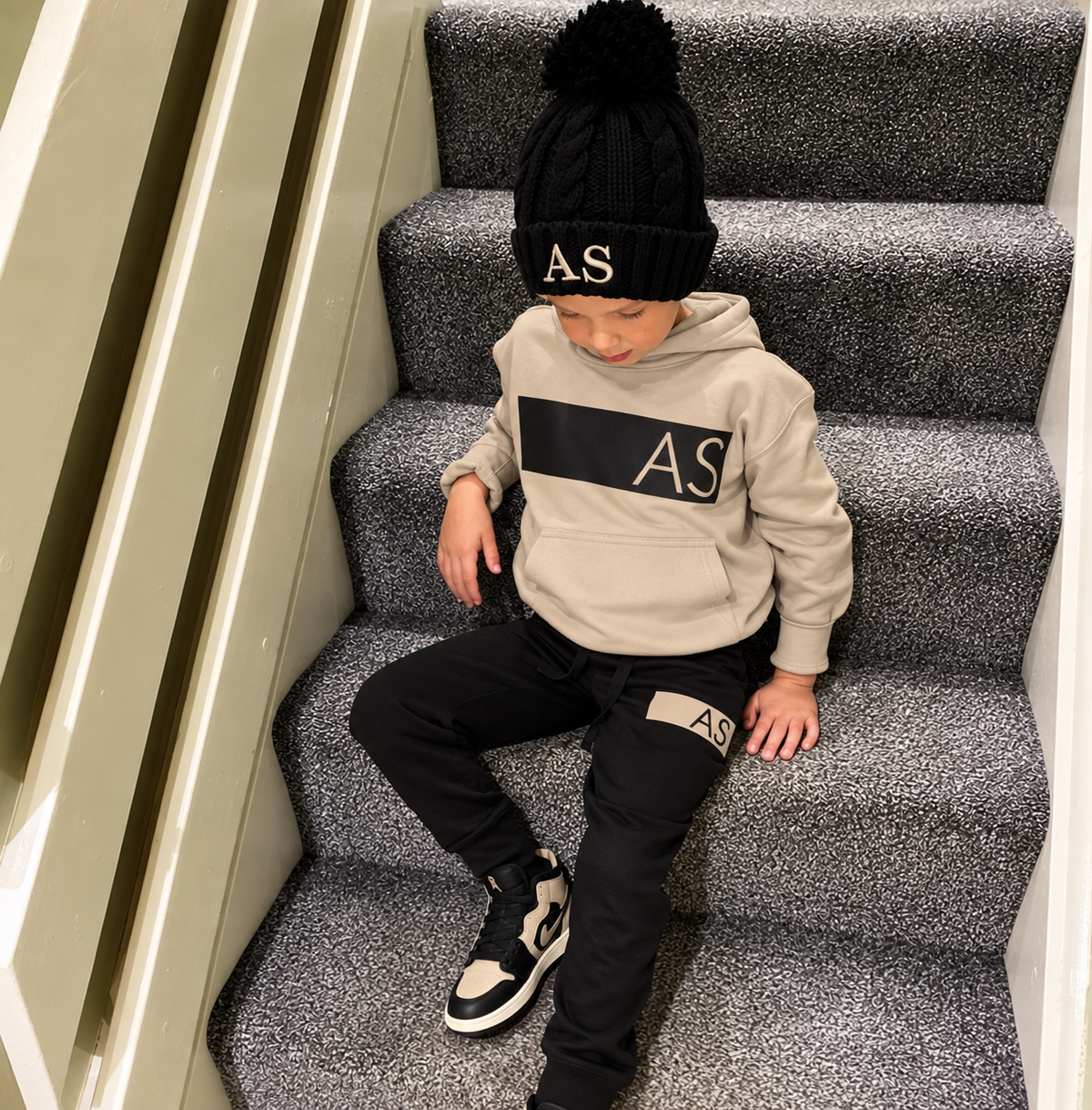 Personalised Black & Stone MiniVIP© Block Tracksuit Lounge Set