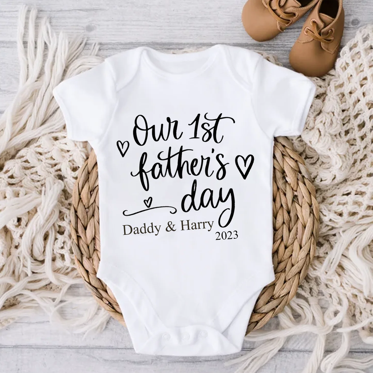 Our First Father&#39;s Day - Personalised Baby Vest