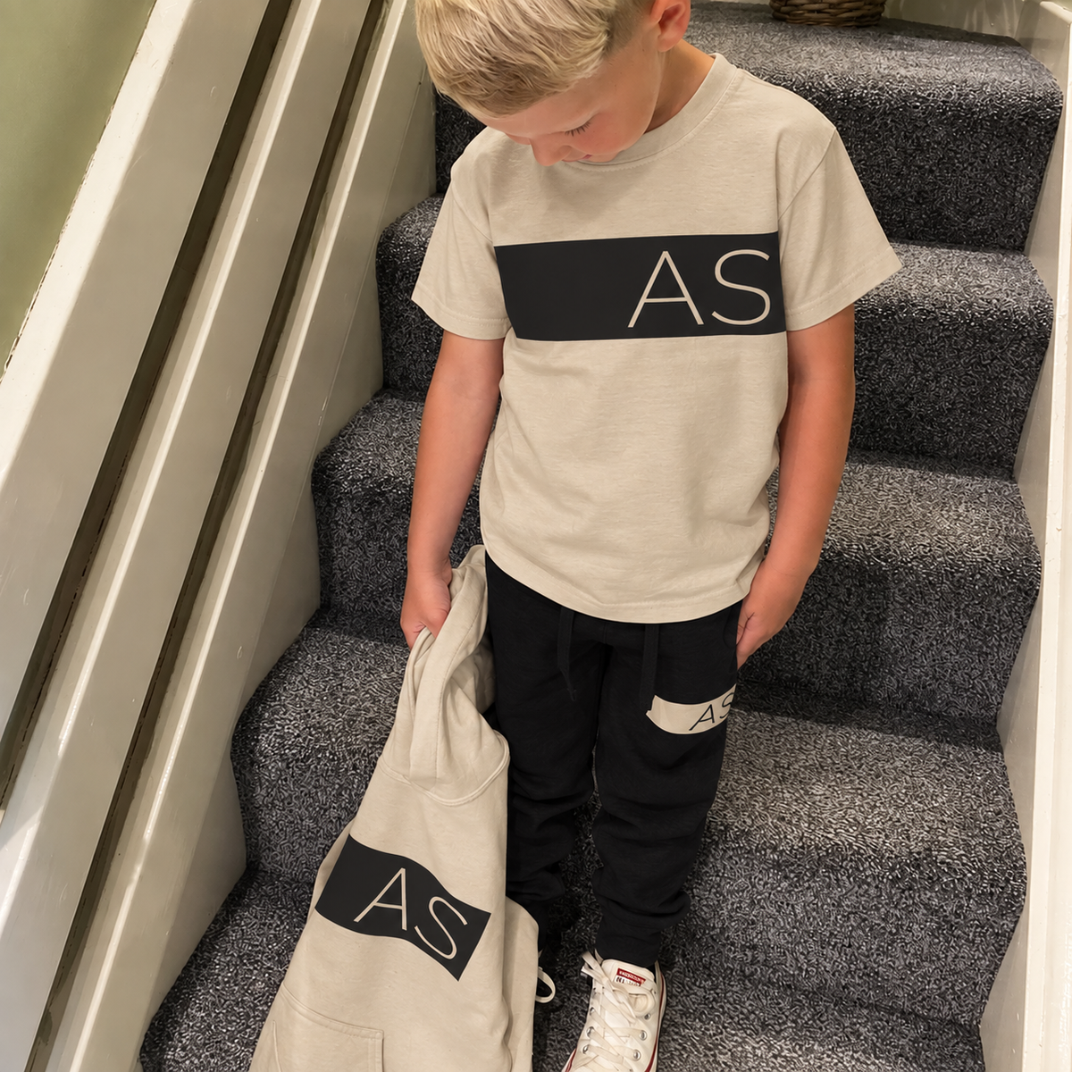 Personalised Black & Stone MiniVIP© Block Tracksuit Lounge Set
