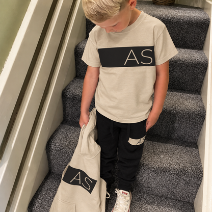 Personalised Black & Stone MiniVIP© Block Tracksuit Lounge Set