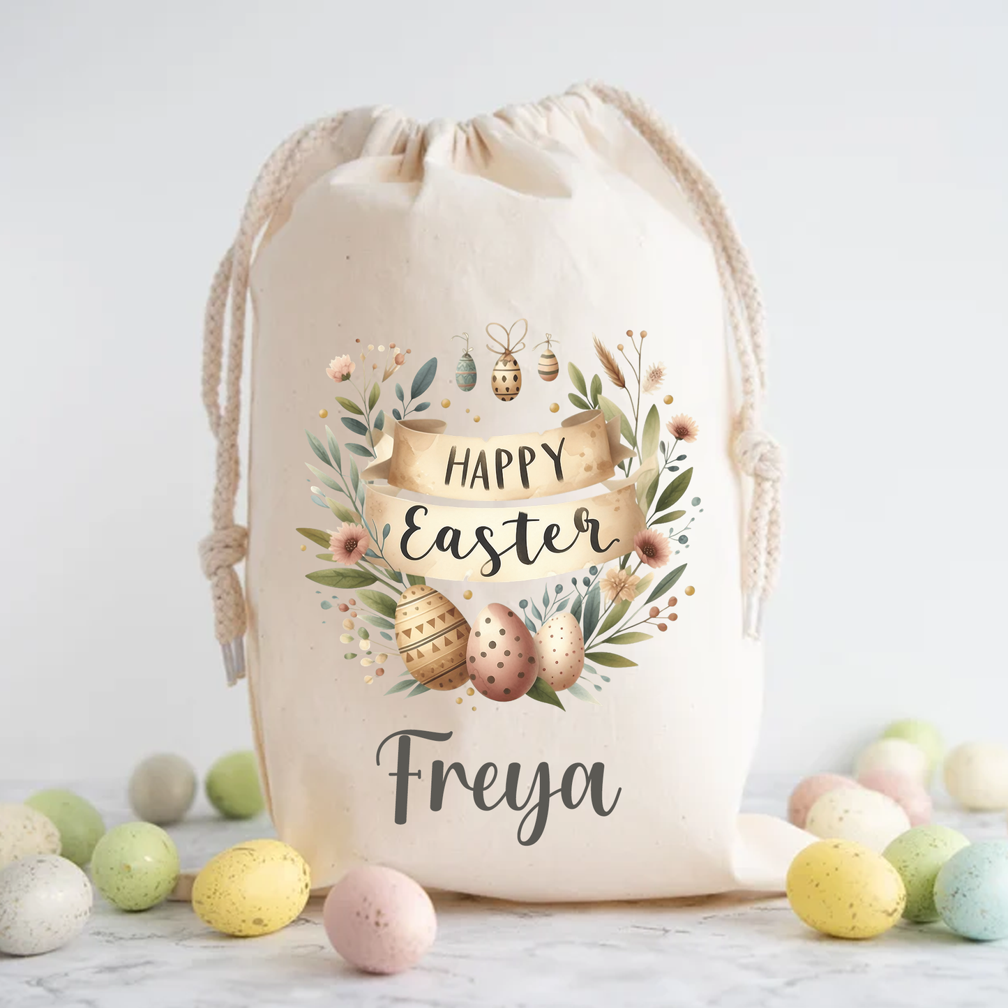 Personalised Happy Easter Egg Hunt Treat Bag - different sizes available