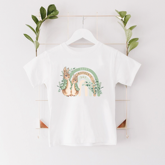Happy Mother's Day Rabbit Design White T-Shirt