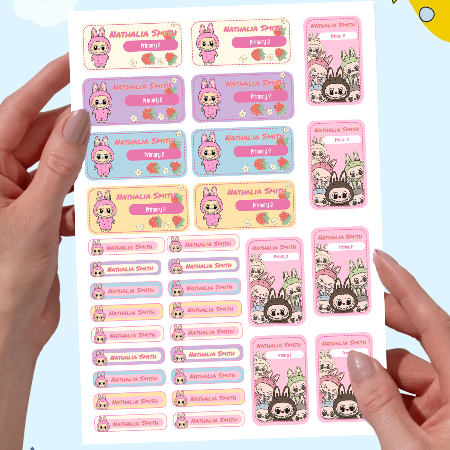 Personalised Bubu Monster Iron On Labels - A4 Sheet School Labels