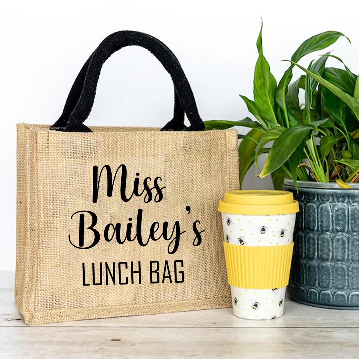 Personalised Mini Jute Lunch Bag - Teacher Gift