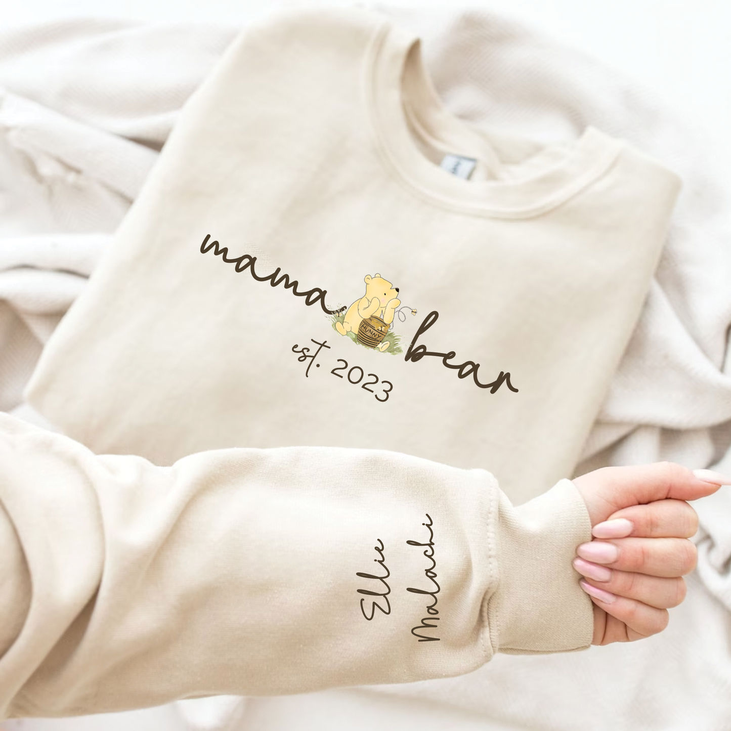 Personalised Mama Bear Sweatshirt - childrens name(s) on sleeve - more colours available