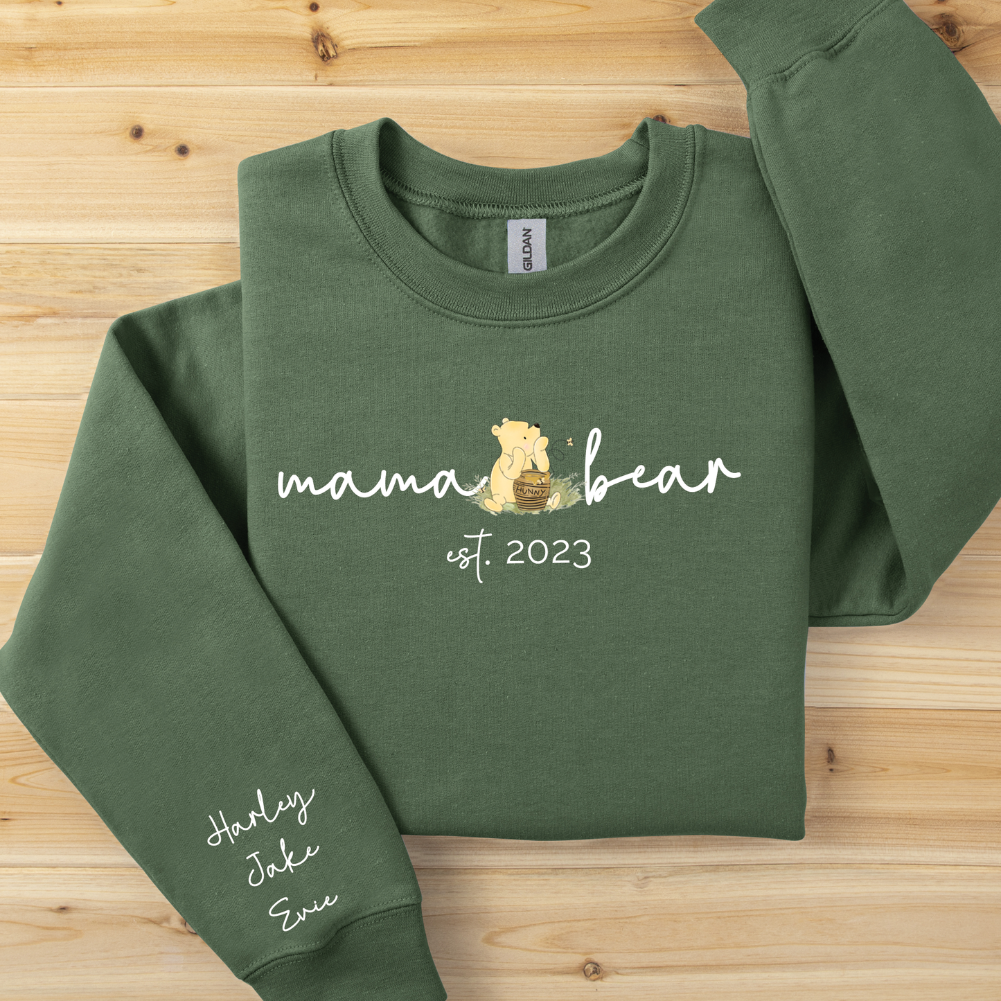 Personalised Mama Bear Sweatshirt - childrens name(s) on sleeve - more colours available