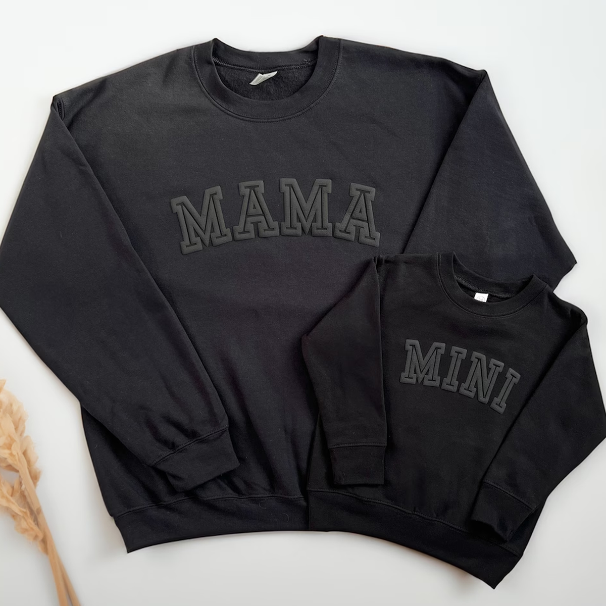Mama Mini - Puff Print - Black Matching Sweatshirt