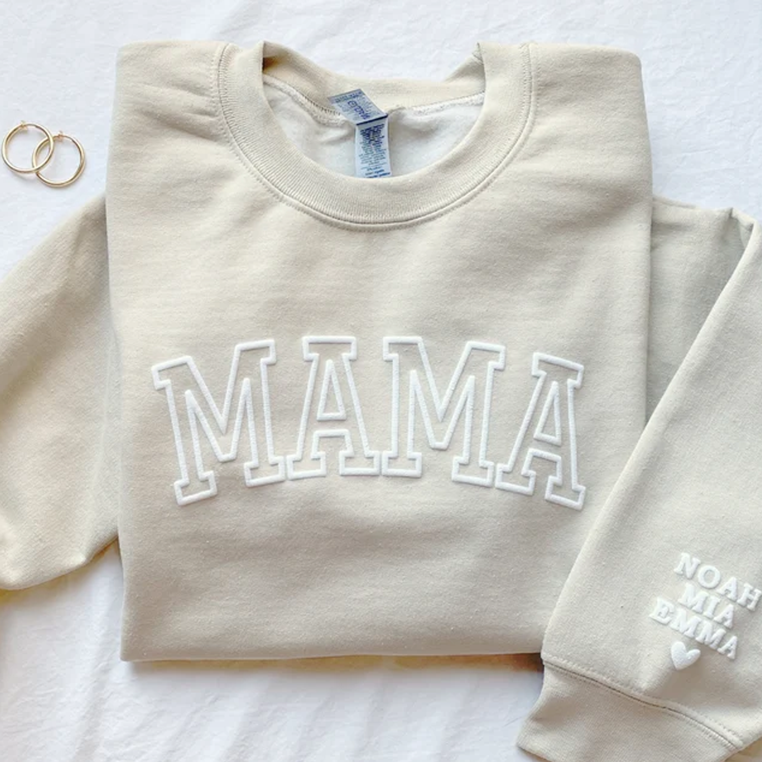 Personalised Sleeve Mama Sweatshirt - PUFF Print