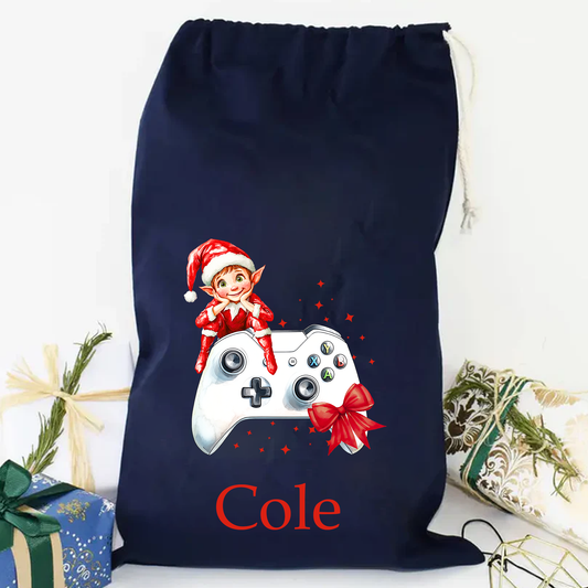 Personalised Gamer Elf Santa Sack