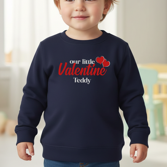 Personalised Our Little Valentine Navy Sweatshirt