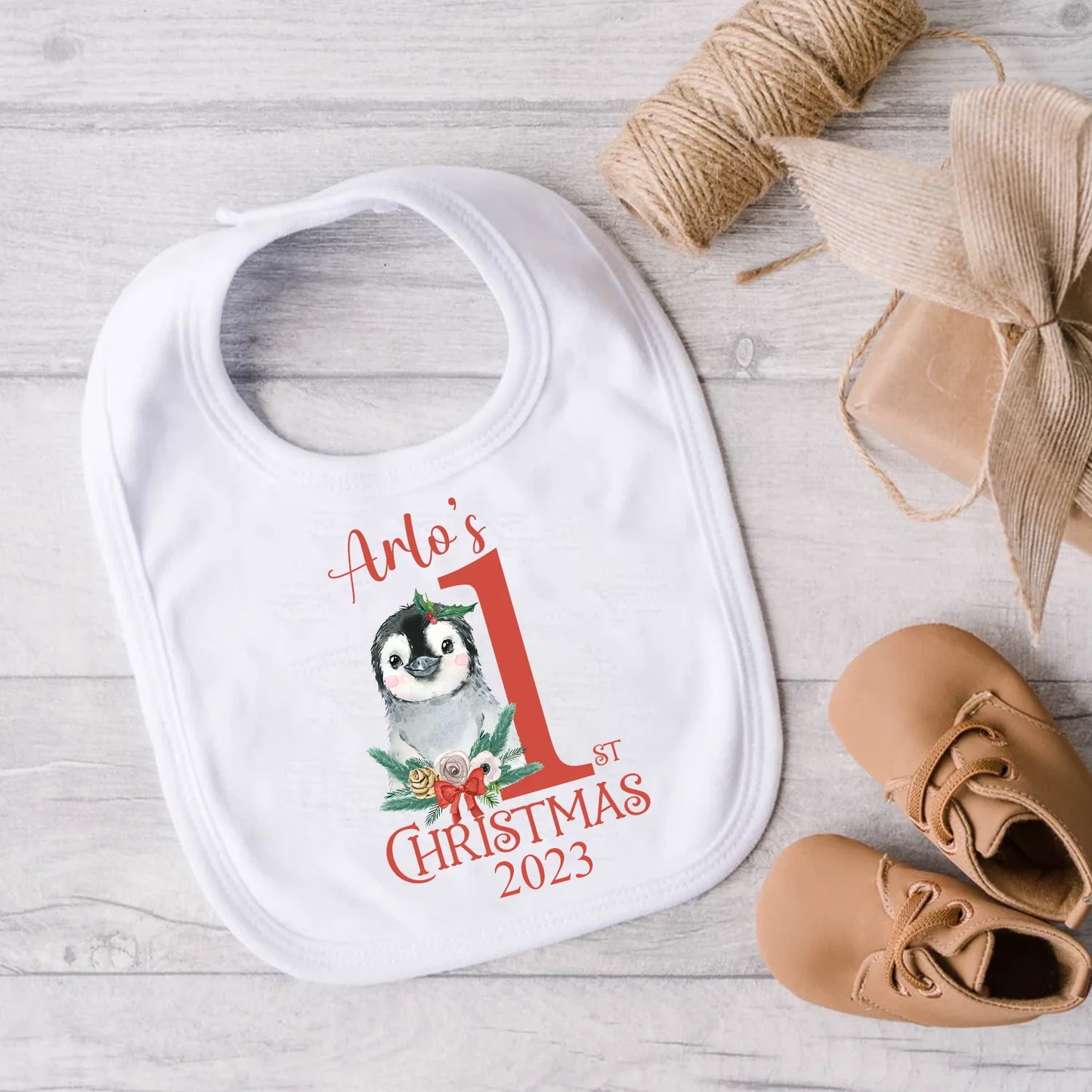 My 1st Christmas- Personalised Penguin Design Baby Vest