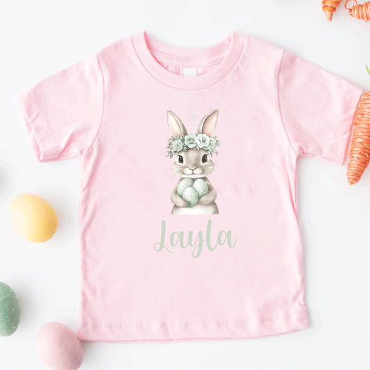 Personalised Girly Bunny Pink Easter t-shirt