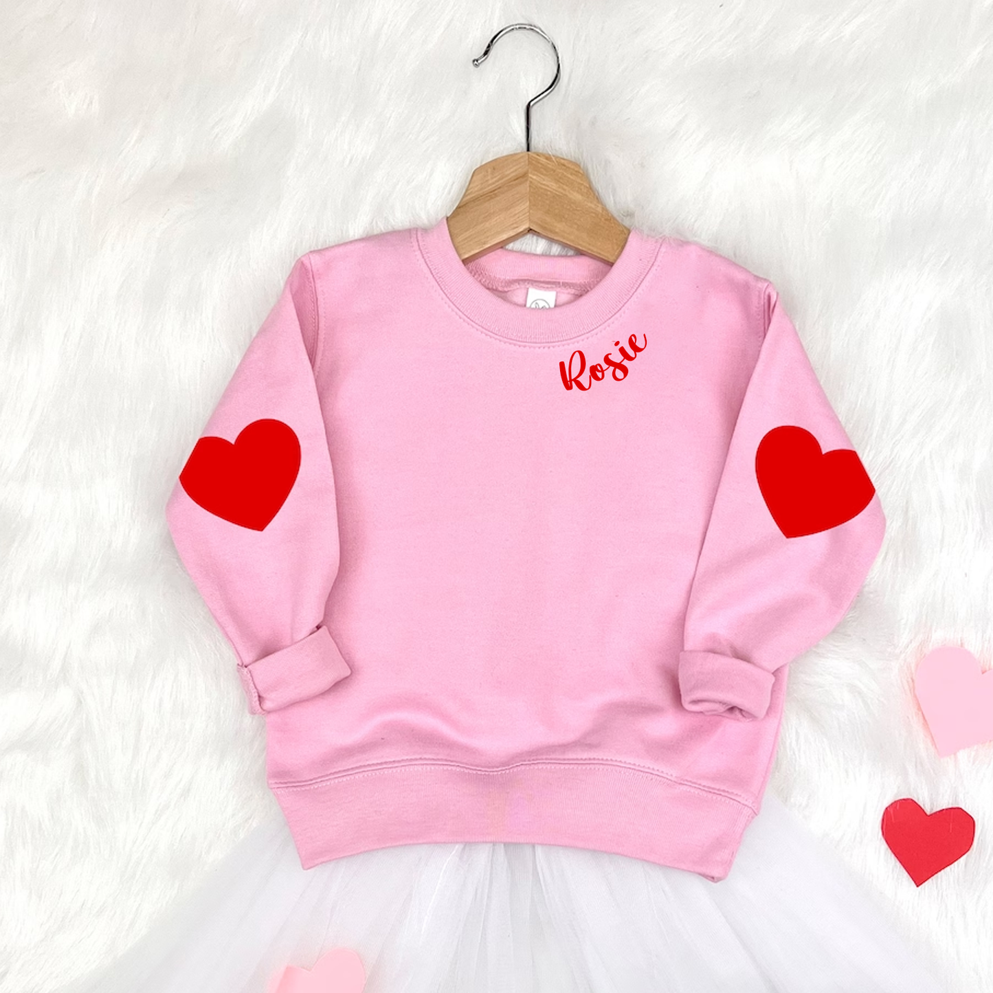 Personalised Neck Name - Heart Sleeves Sweatshirt / Jumper