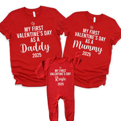 First Valentine's Day Family Twinning Red - As Mummy As Daddy - Personalise to suit!