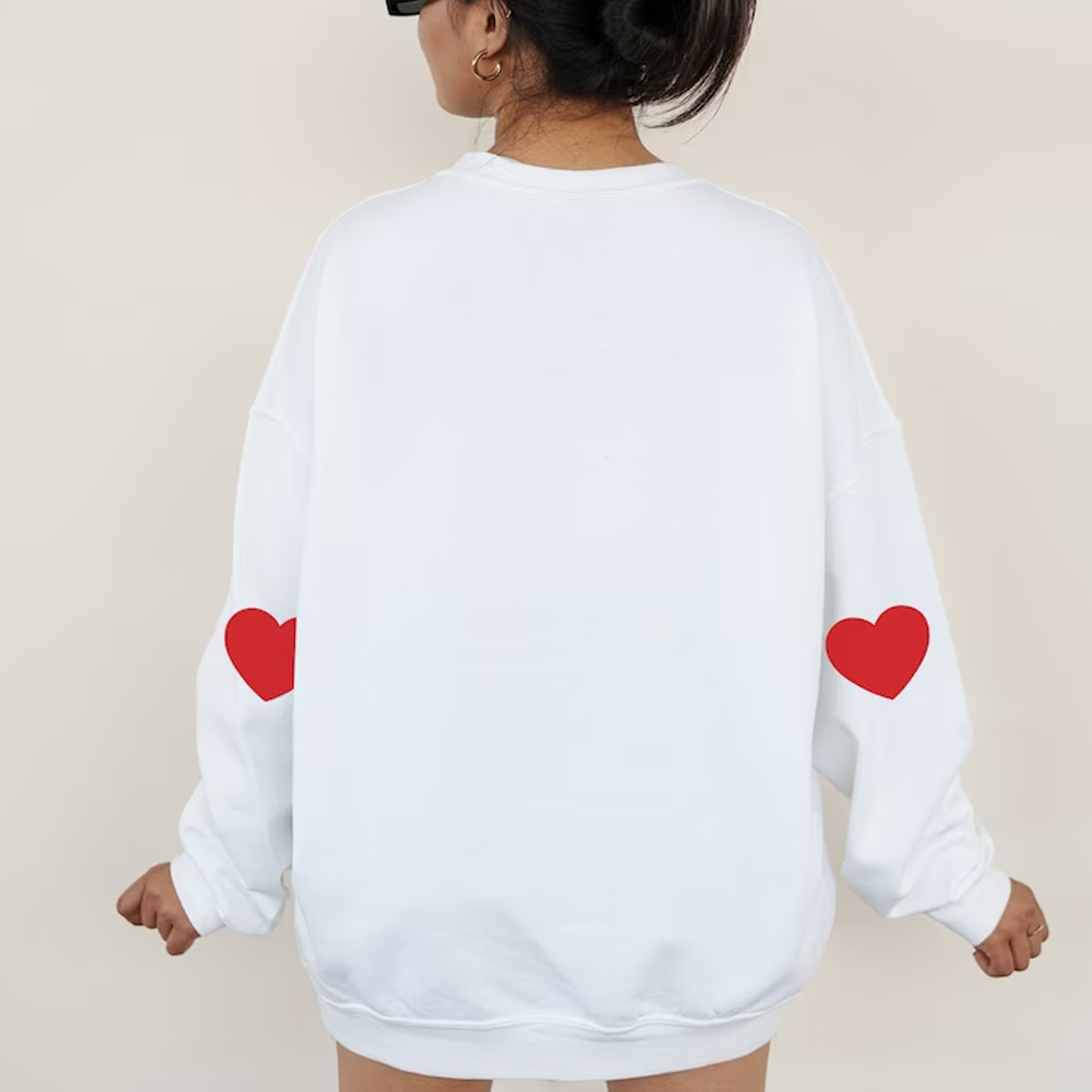 Personalised Neck Name Heart Sleeves Sweatshirt Jumper