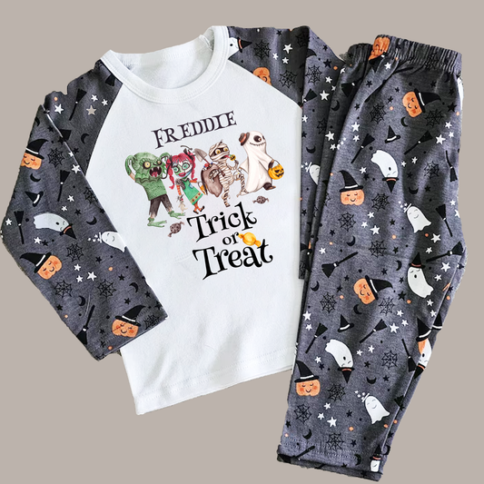 Personalised Trick or Treat Halloween PJS Pyjamas