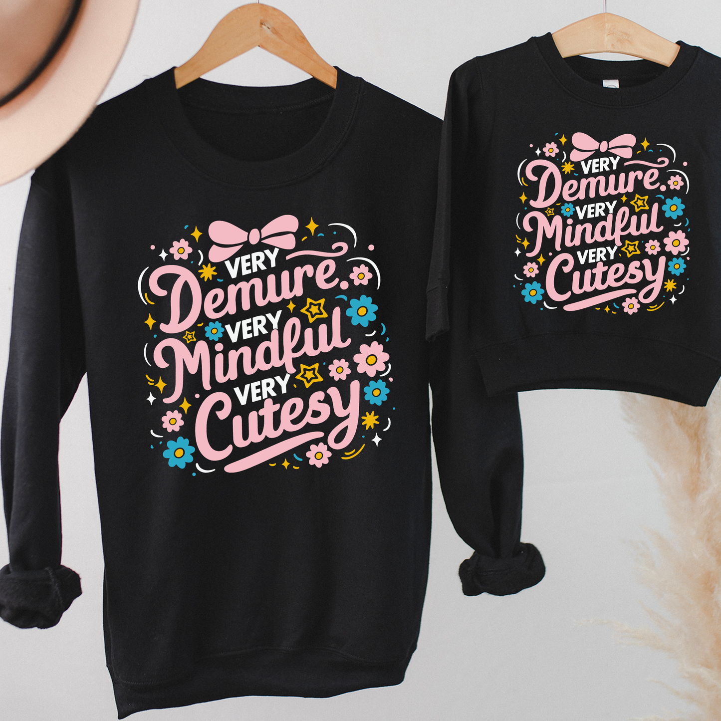 Very Demure Very Cutesy - Black Sweatshirt