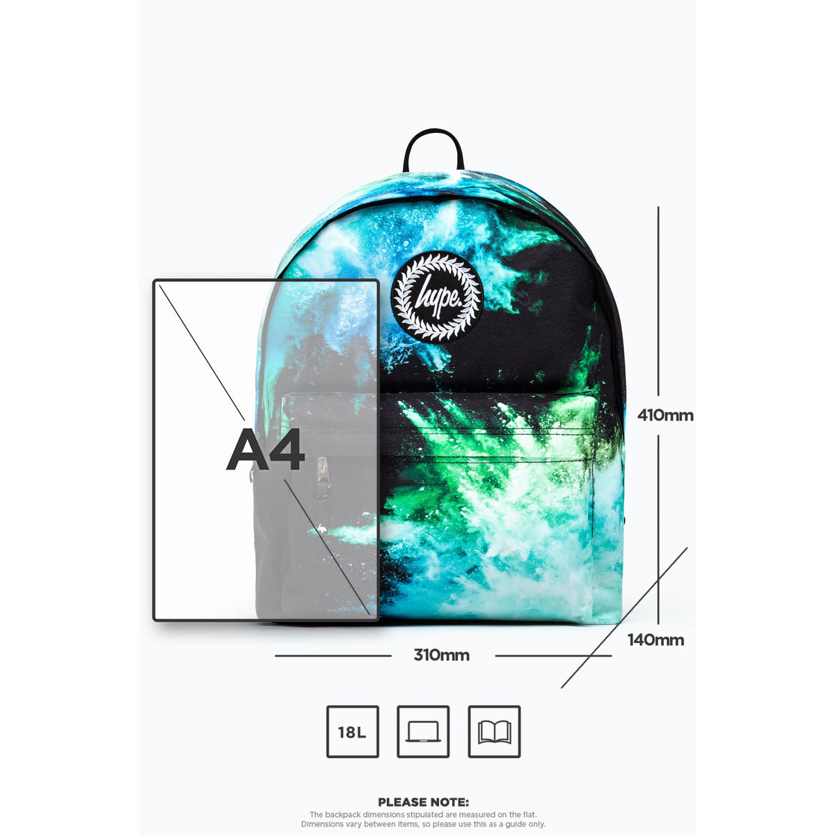 Hype Blue &amp; Green Chalk Dust Backpack - personalisation optional!