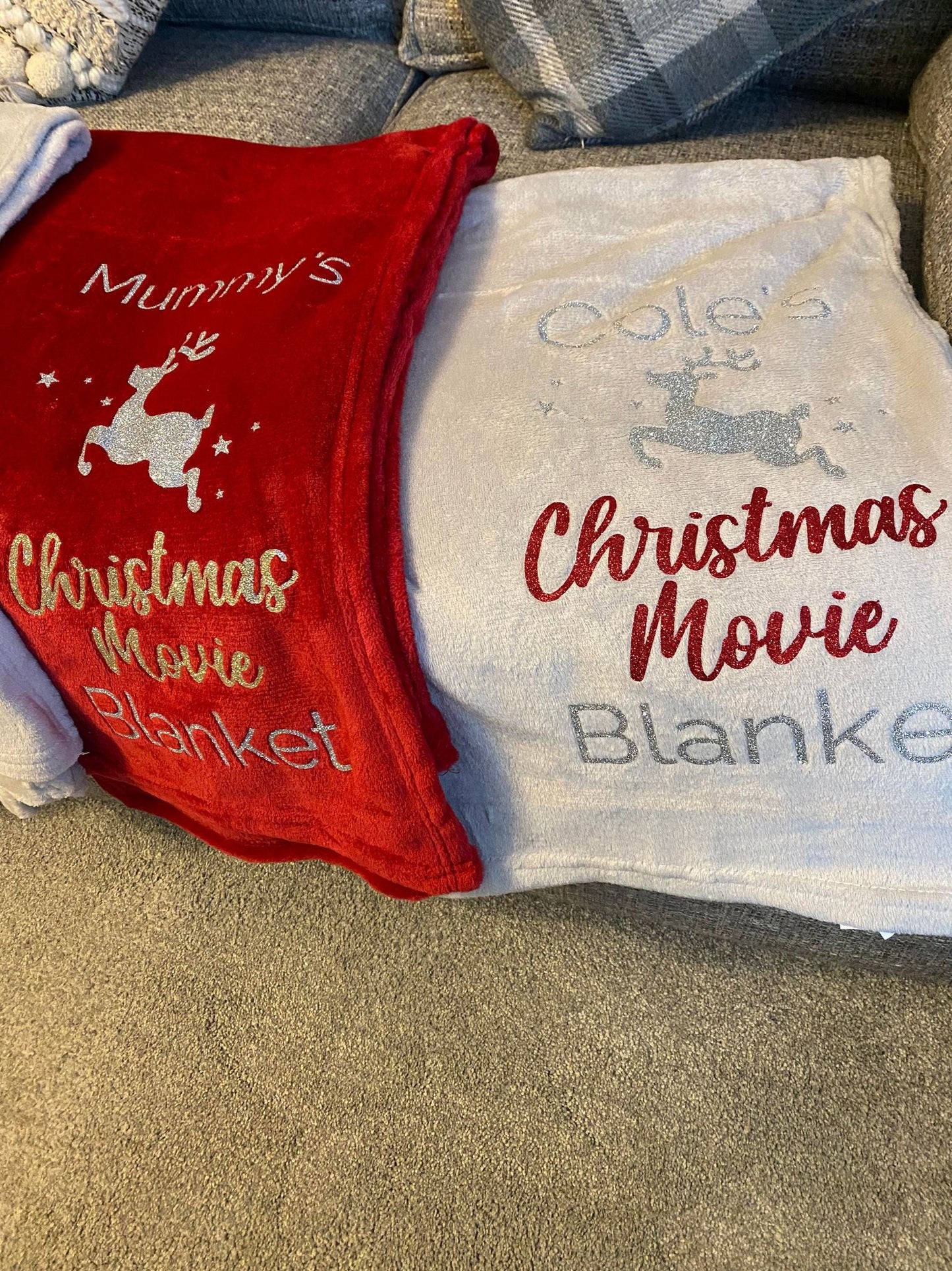Personalised Reindeer Christmas Movie Blanket